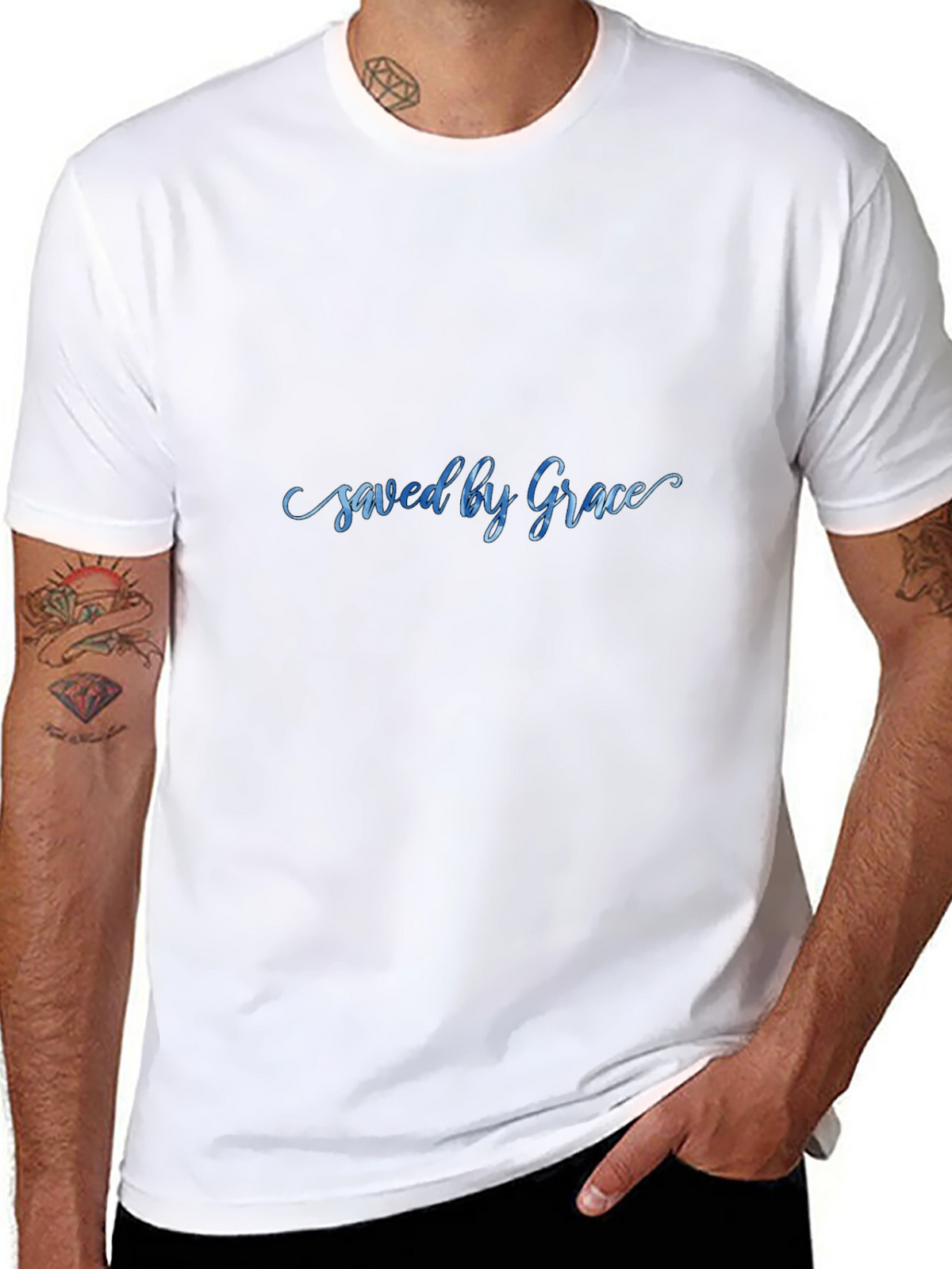 Saved by Grace Black Graphic T-Shirt
