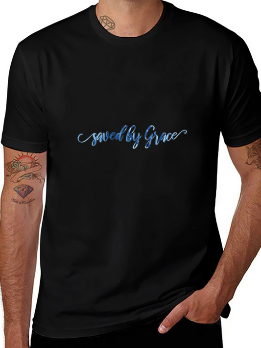 Saved by Grace Black Graphic T-Shirt