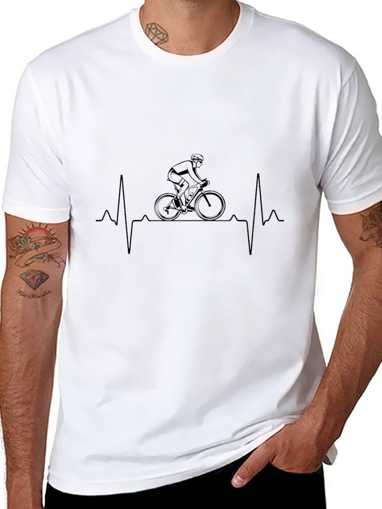 Cyclist Heartbeat T-Shirt - Black