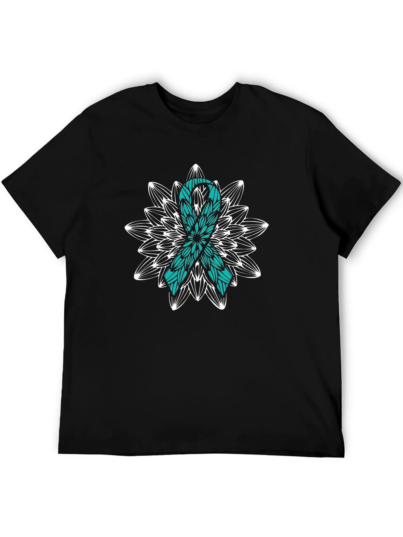 Teal Ribbon Awareness Black T-Shirt