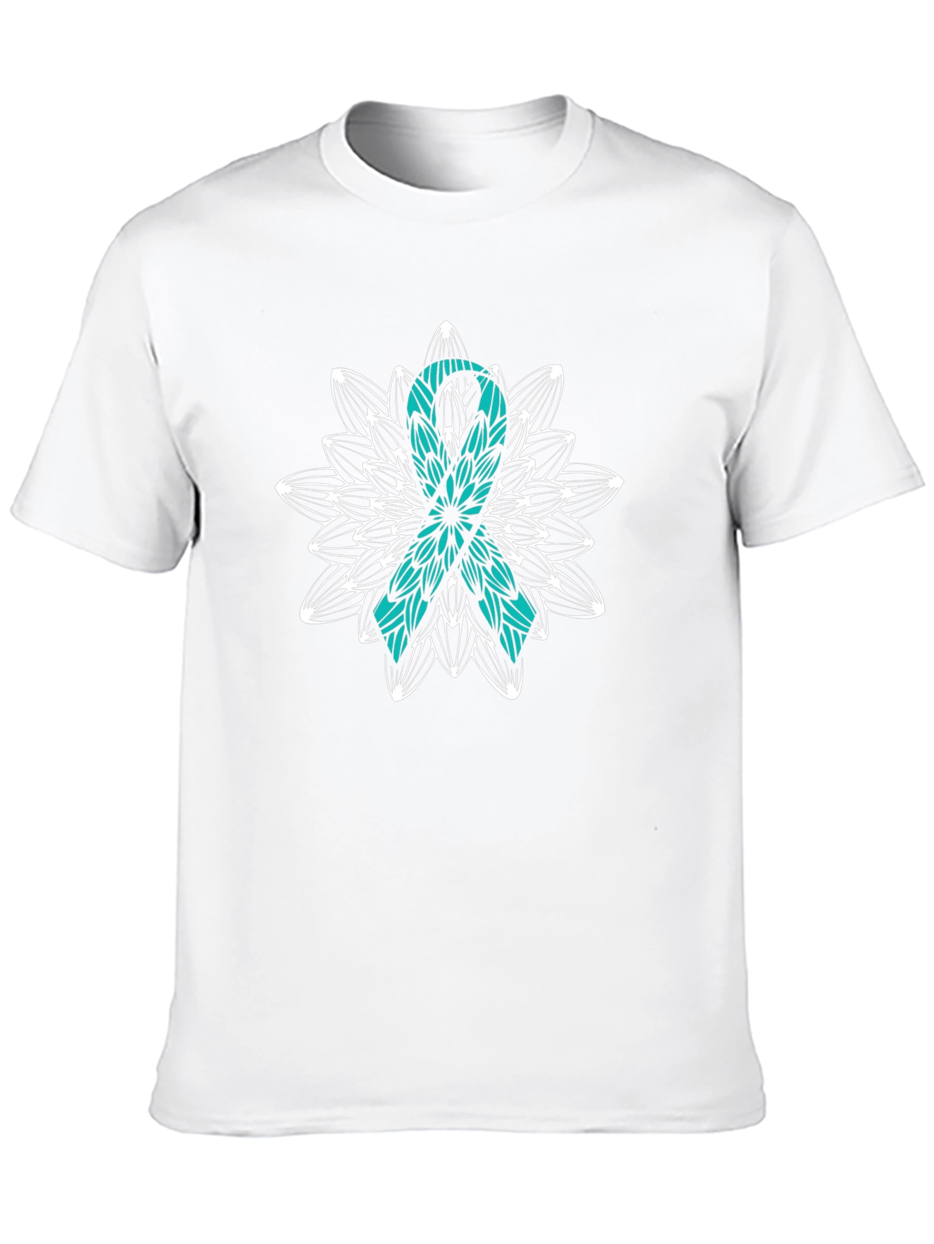 Teal Ribbon Awareness Black T-Shirt