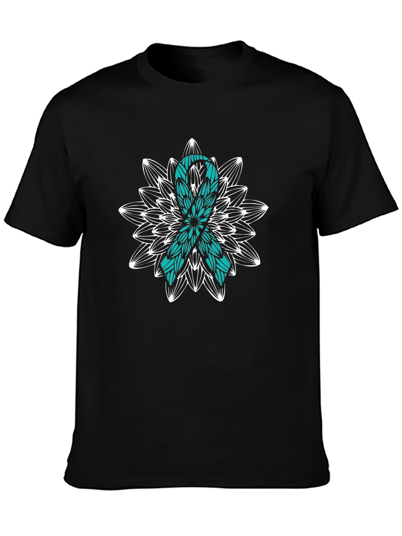 Teal Ribbon Awareness Black T-Shirt