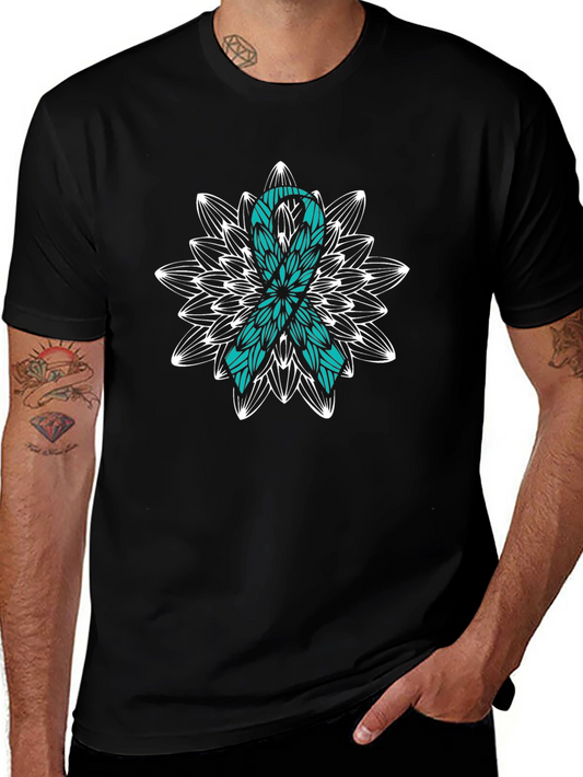 Teal Ribbon Awareness Black T-Shirt