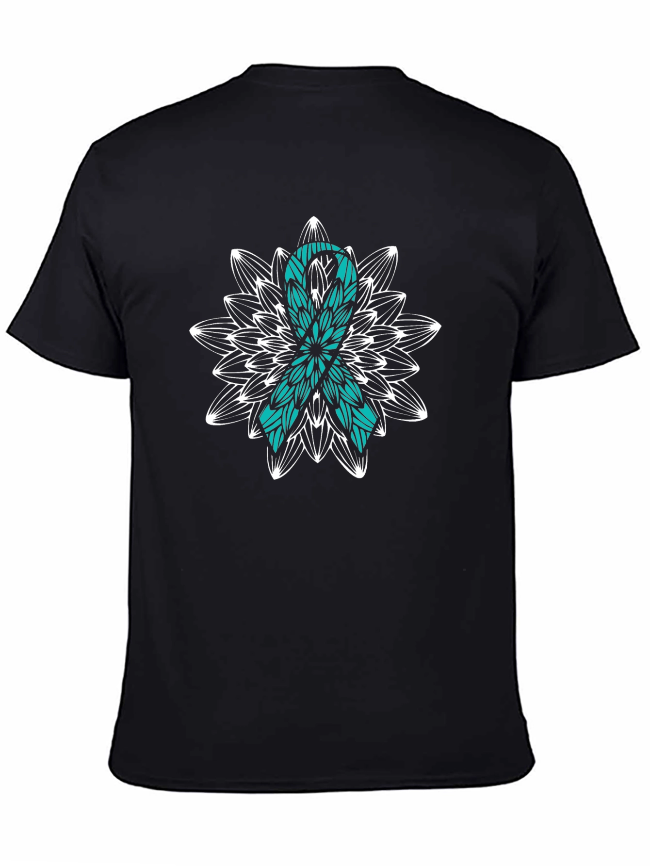 Teal Ribbon Awareness Black T-Shirt