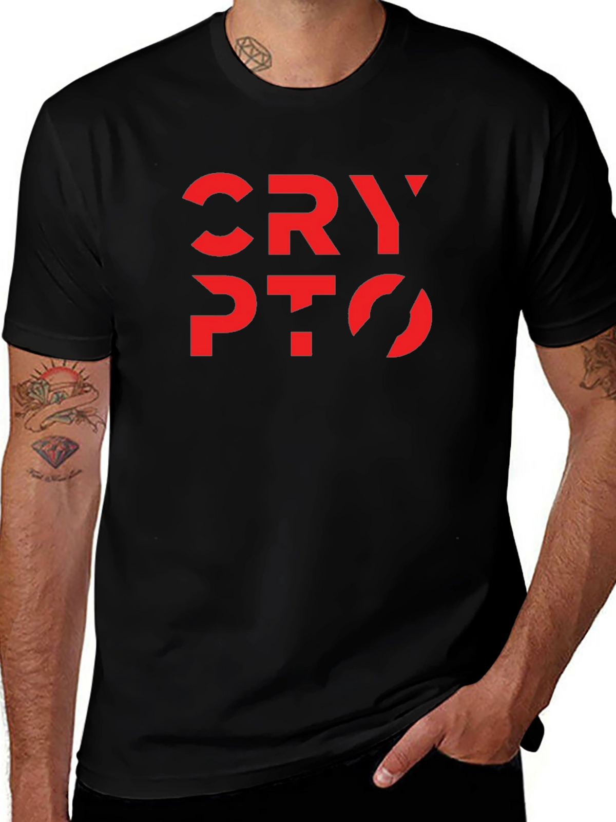 Crypto Tee - Bold Red Design on Black