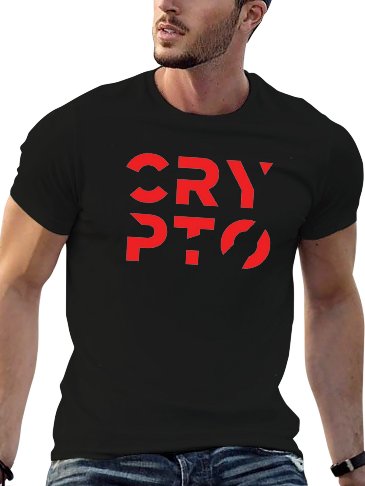 Crypto Tee - Bold Red Design on Black