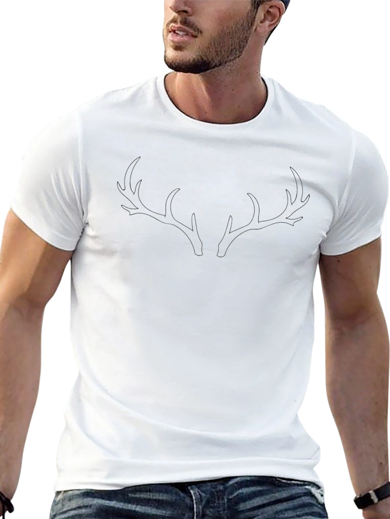 Antler Silhouette Mens Black Tee