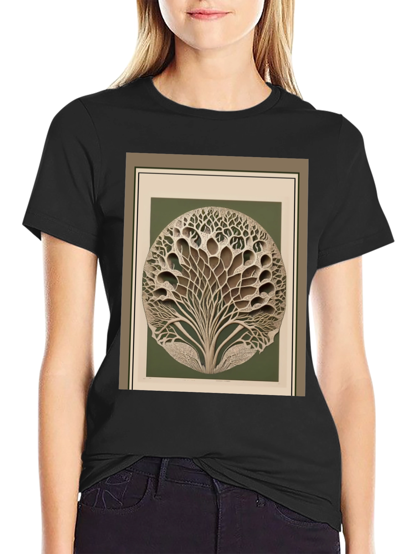 Abstract Tree Graphic Black T-Shirt