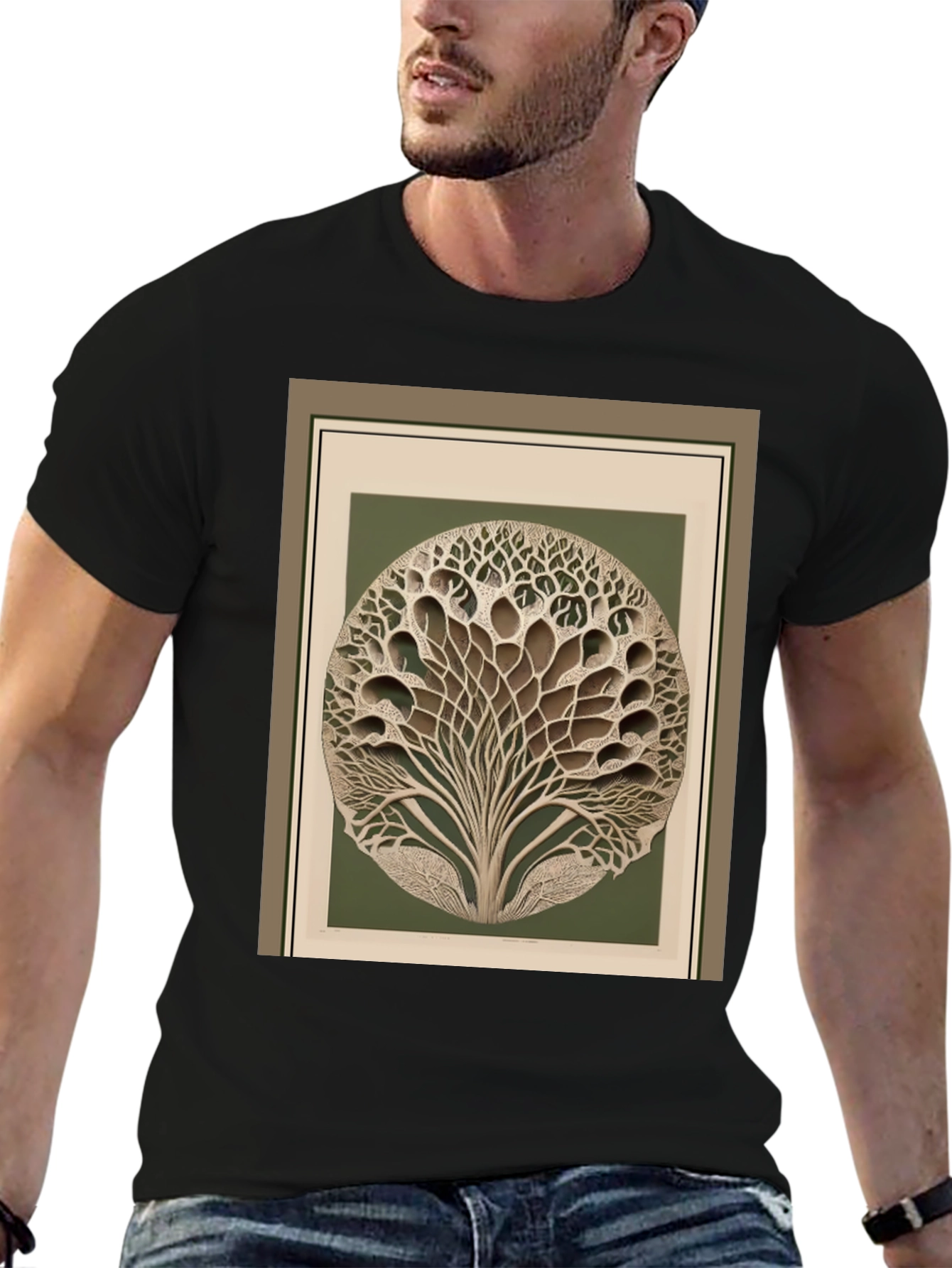 Abstract Tree Graphic Black T-Shirt