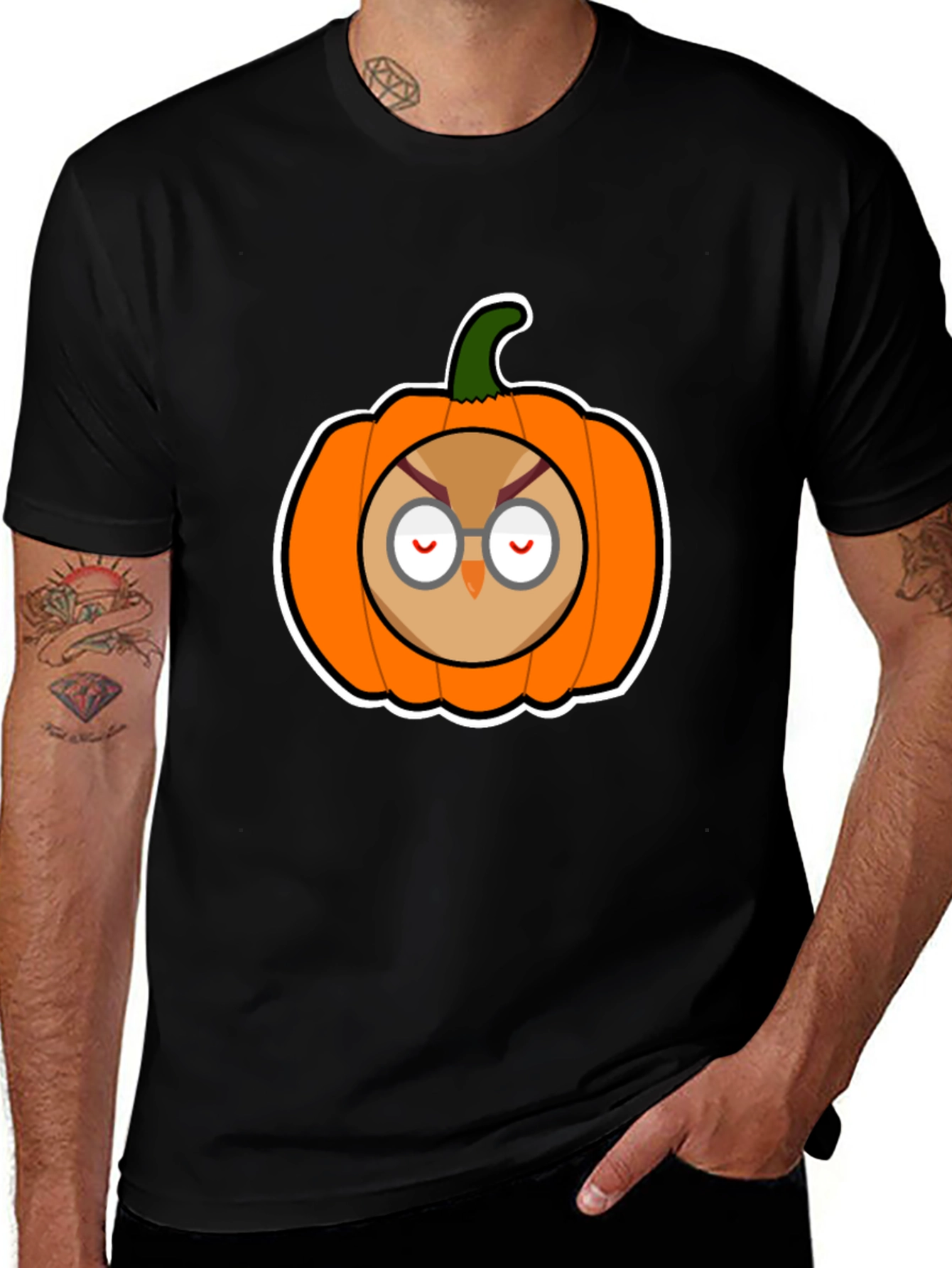Owl Pumpkin Graphic Tee - Halloween Ready!