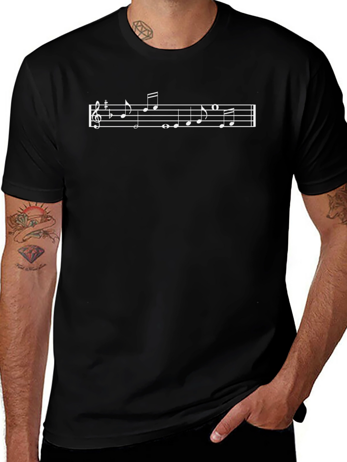 Musical Notes T-Shirt - Black Graphic Tee