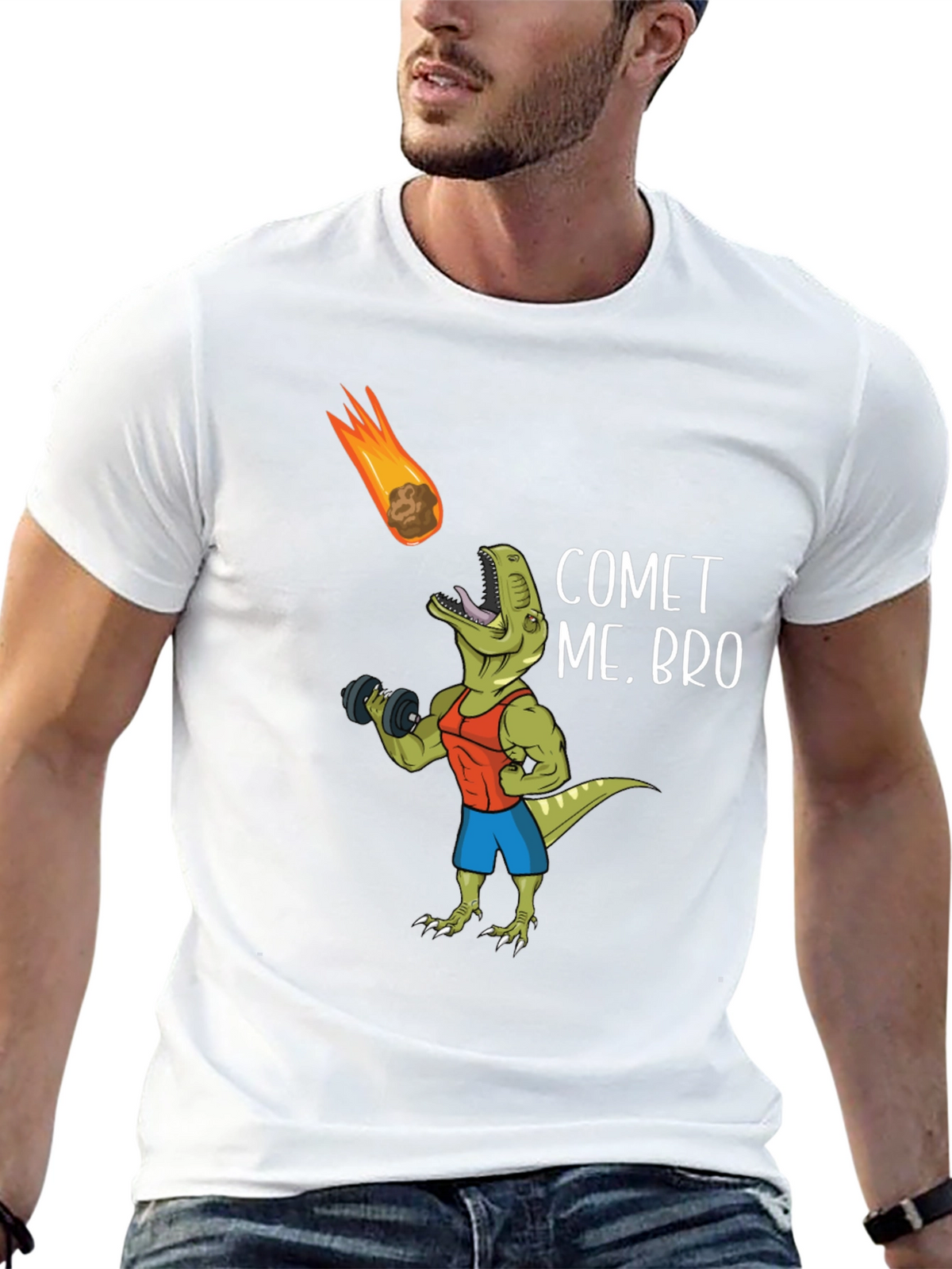 Comet Me Bro T-Shirt Dinosaur Gym Humor Tee