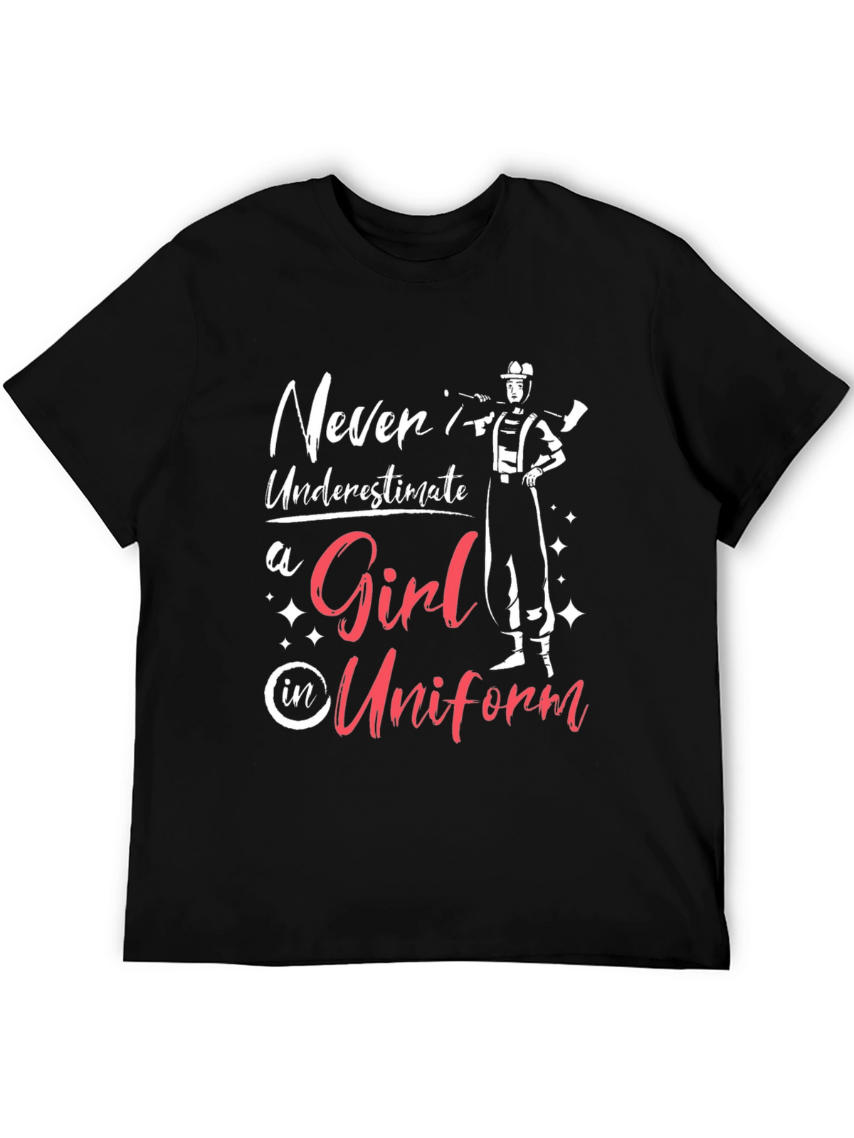 Girl in Uniform T-Shirt - Firefighter Design
