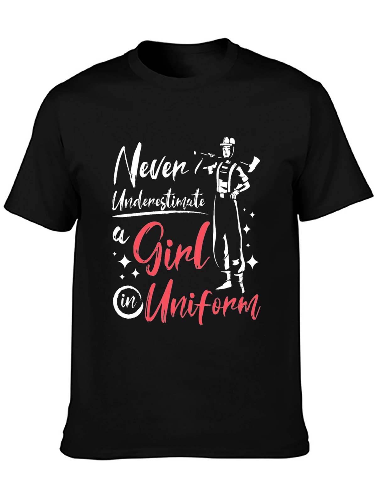 Girl in Uniform T-Shirt - Firefighter Design
