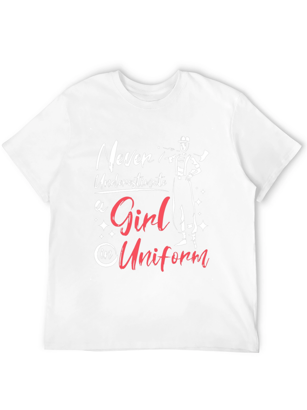 Girl in Uniform T-Shirt - Firefighter Design