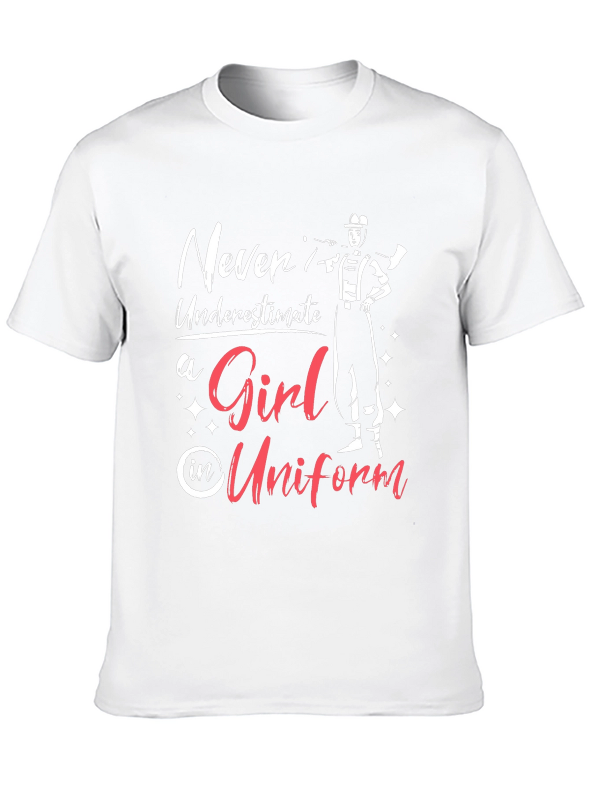 Girl in Uniform T-Shirt - Firefighter Design