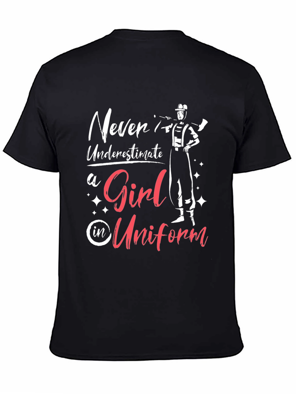 Girl in Uniform T-Shirt - Firefighter Design