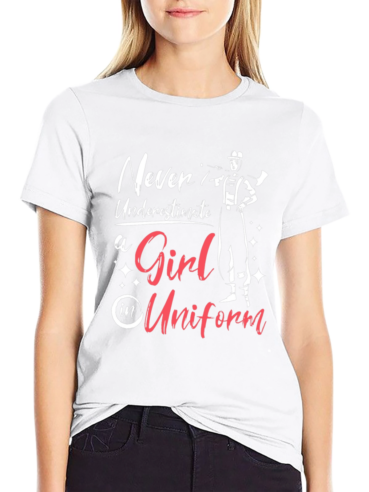 Girl in Uniform T-Shirt - Firefighter Design