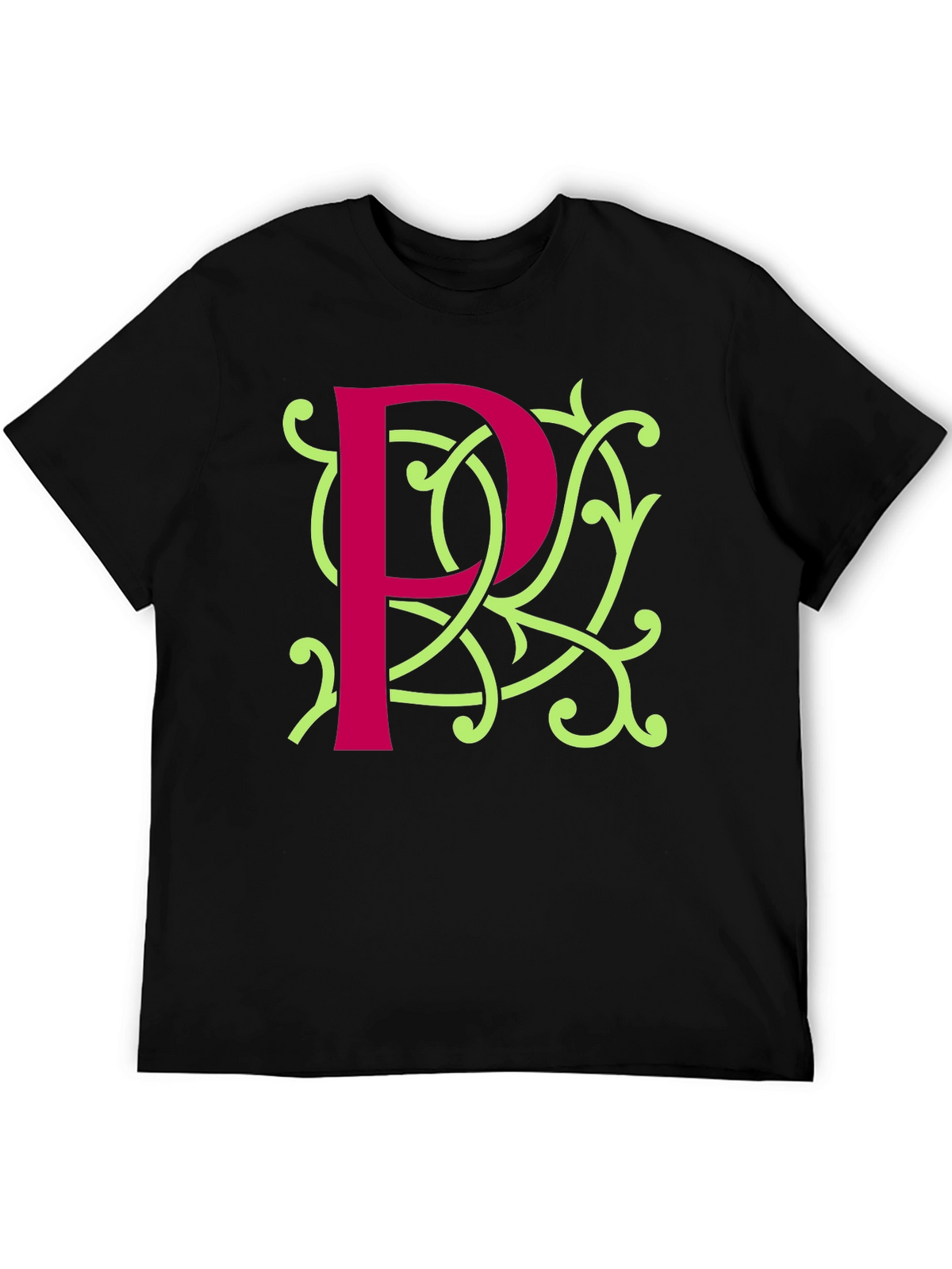 Initial P Flourish Tee - Stylish Monogrammed Shirt