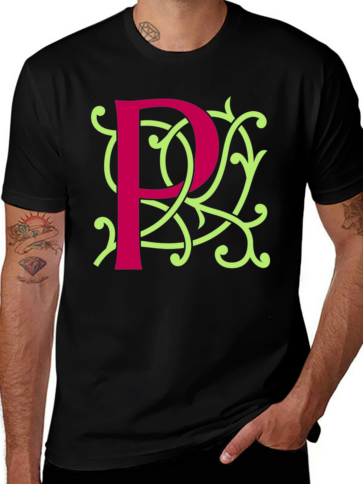 Initial P Flourish Tee - Stylish Monogrammed Shirt