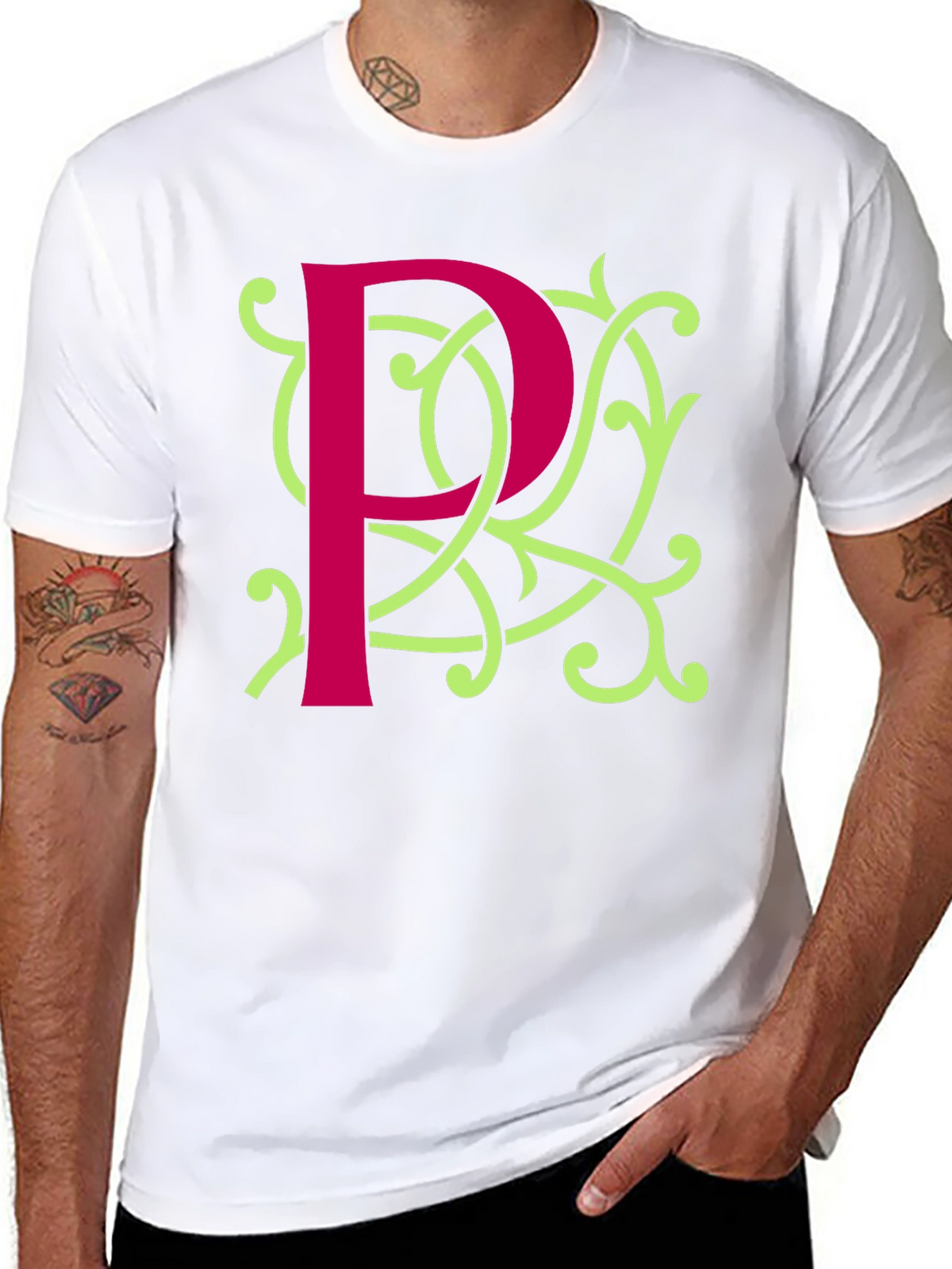 Initial P Flourish Tee - Stylish Monogrammed Shirt