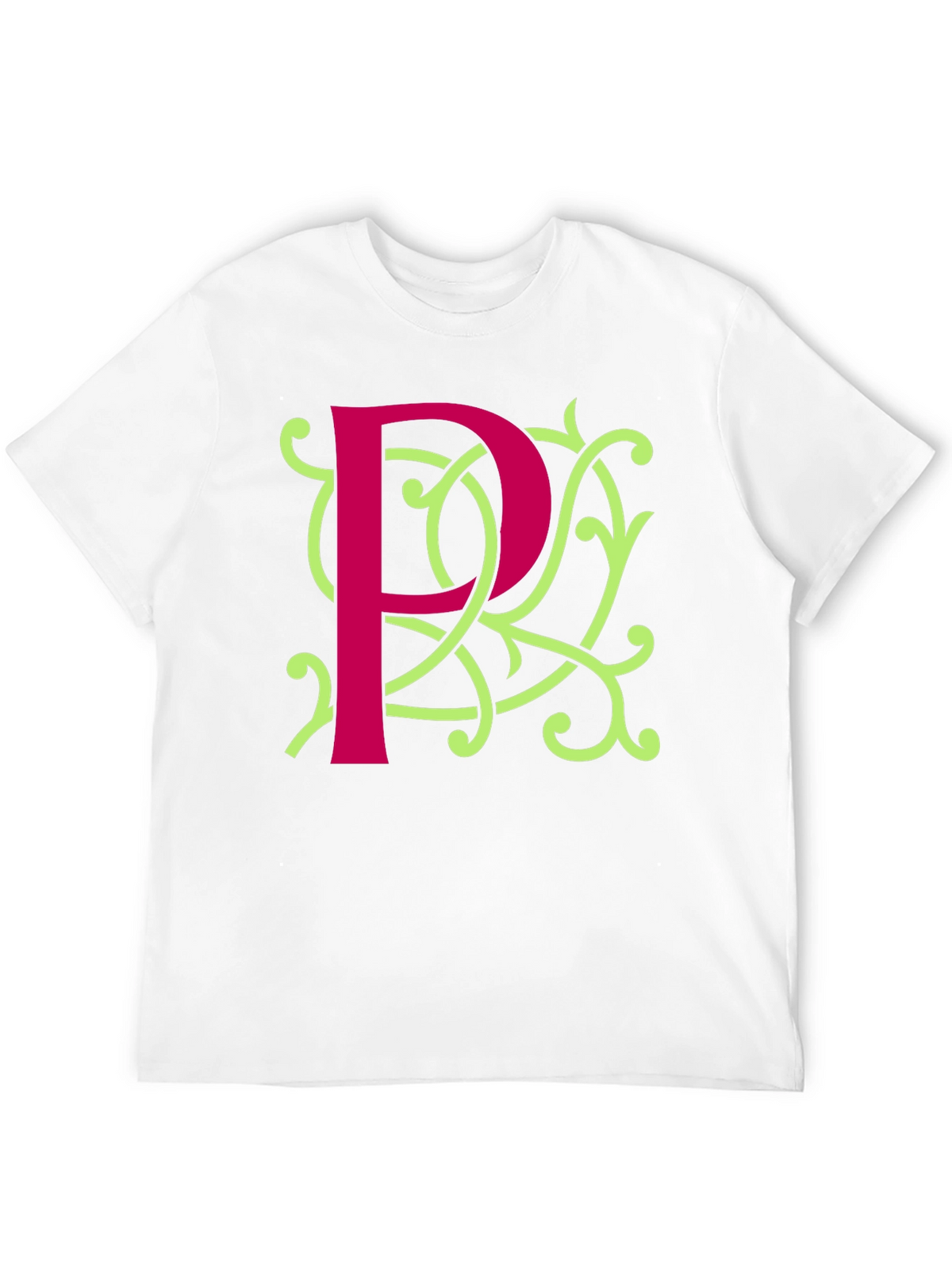Initial P Flourish Tee - Stylish Monogrammed Shirt