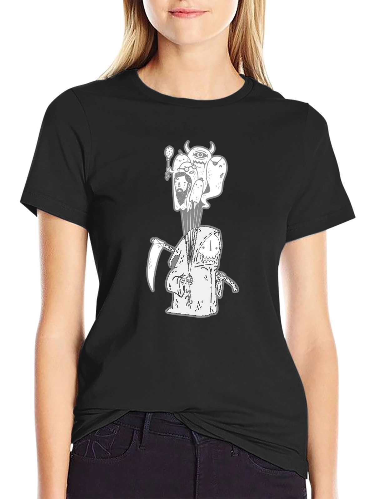 Grim Reaper Graphic Tee - Black Cotton T-Shirt