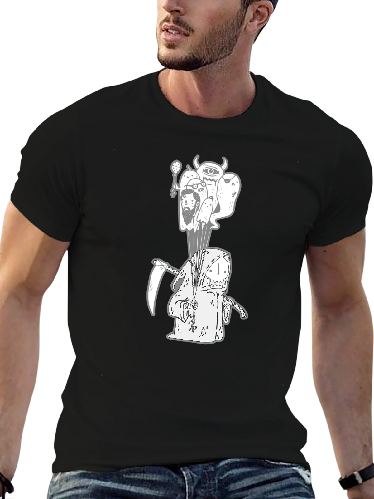 Grim Reaper Graphic Tee - Black Cotton T-Shirt