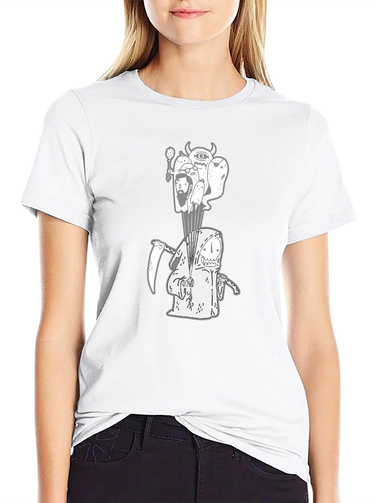 Grim Reaper Graphic Tee - Black Cotton T-Shirt