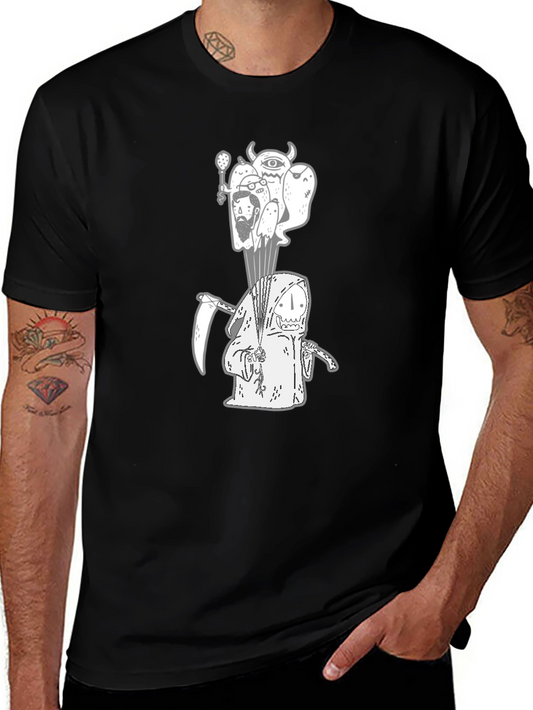 Grim Reaper Graphic Tee - Black Cotton T-Shirt