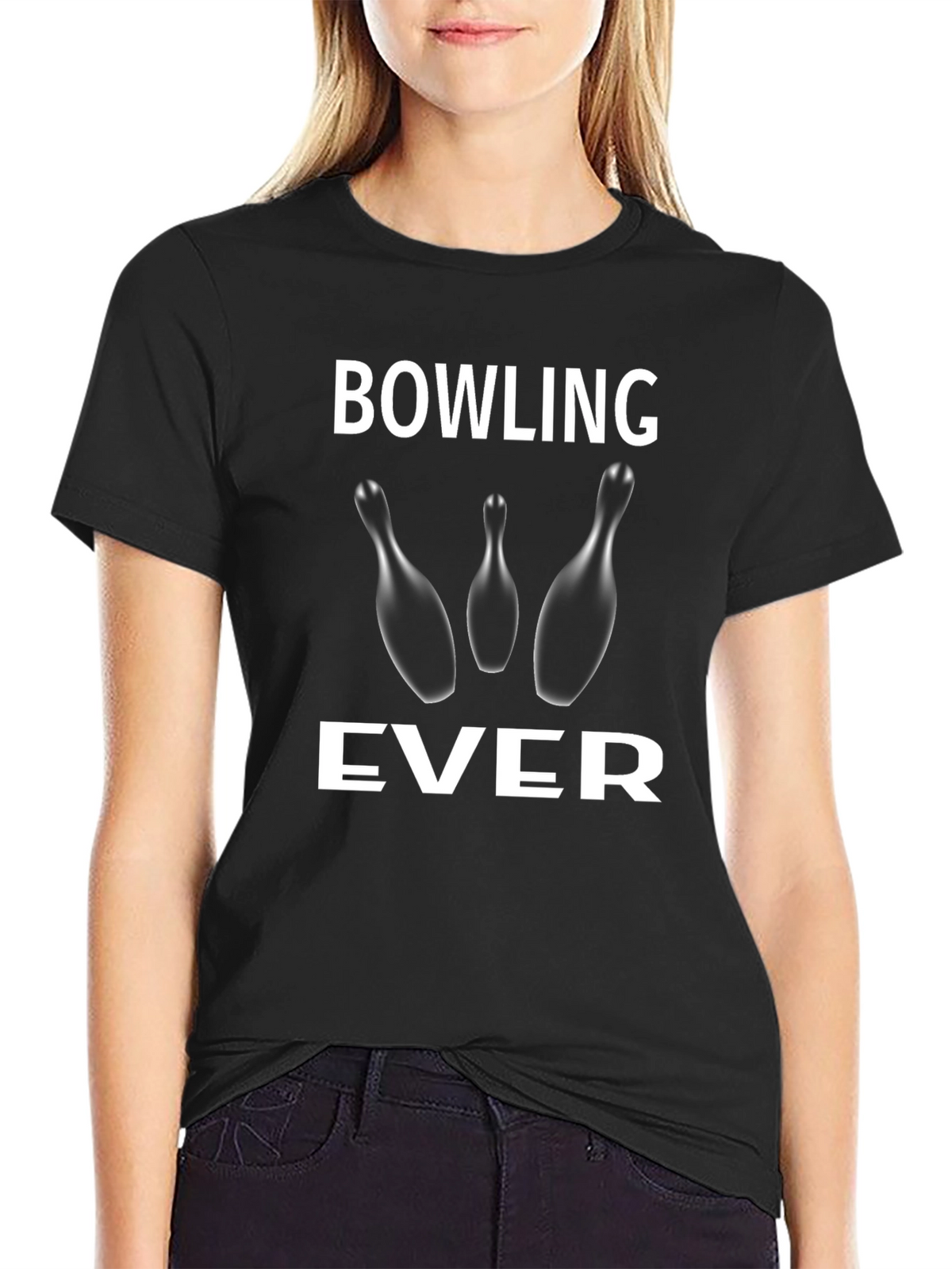 Bowling Ever Graphic Tee - Black Cotton T-Shirt
