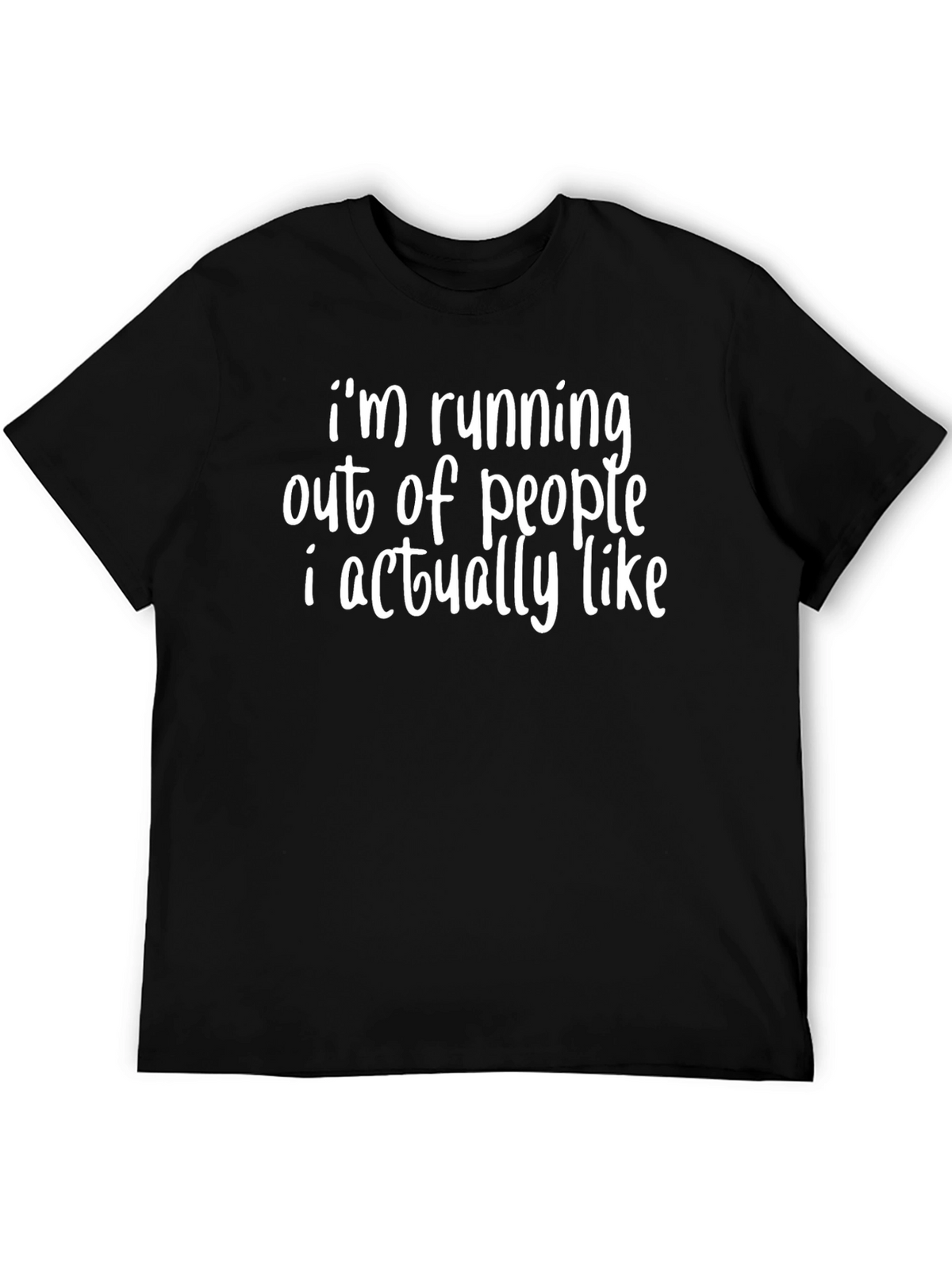 Funny Running Out of People Black Graphic T-Shirt