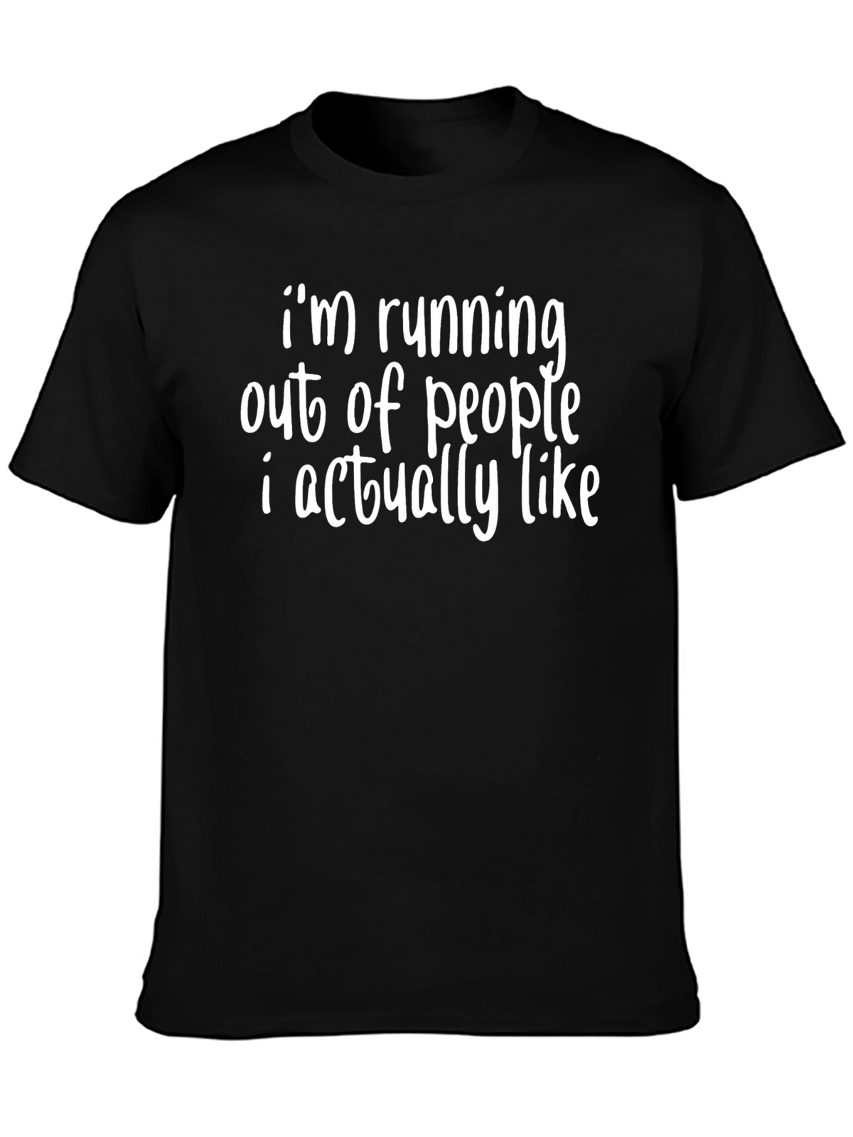 Funny Running Out of People Black Graphic T-Shirt