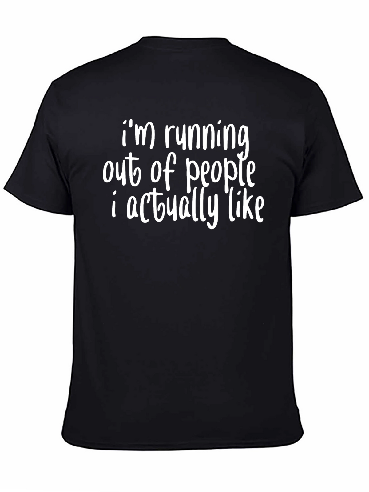 Funny Running Out of People Black Graphic T-Shirt