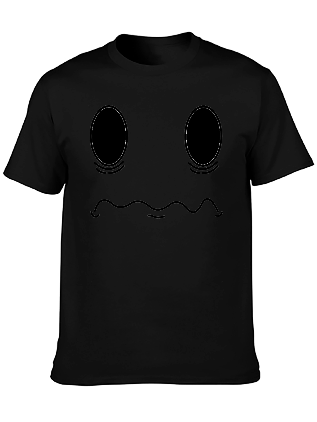 Mens Black Graphic T-Shirt - Sad Ghost Face