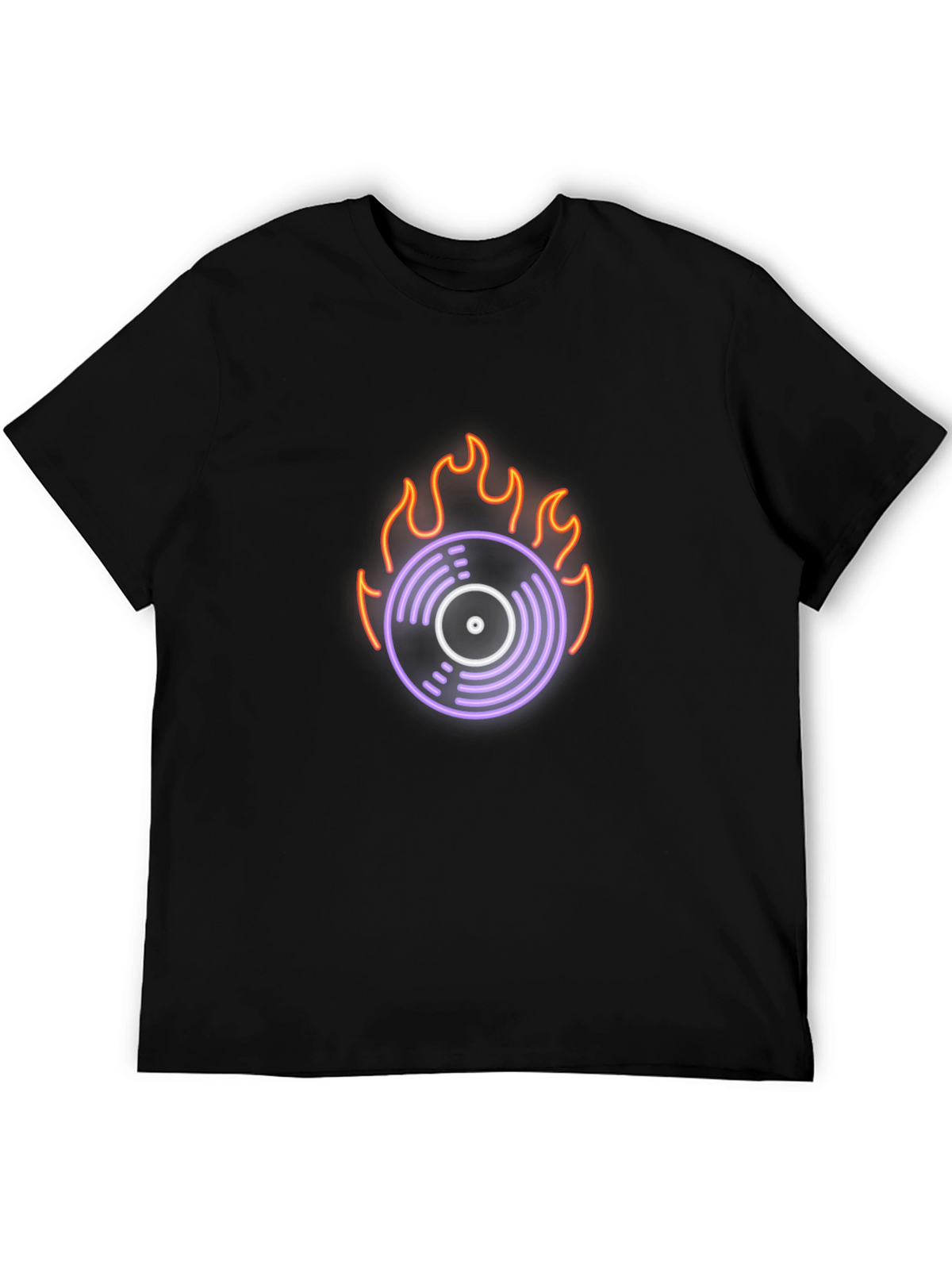 Fiery Vinyl Graphic Tee - Retro Music Lover Shirt