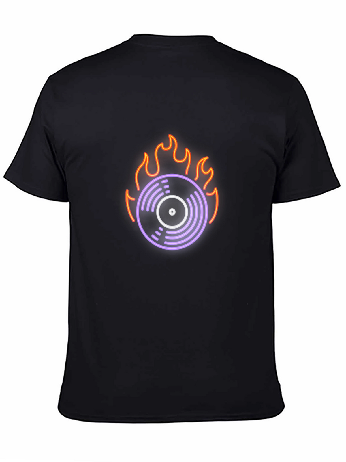 Fiery Vinyl Graphic Tee - Retro Music Lover Shirt