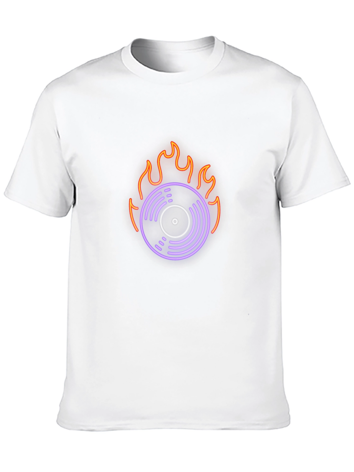 Fiery Vinyl Graphic Tee - Retro Music Lover Shirt