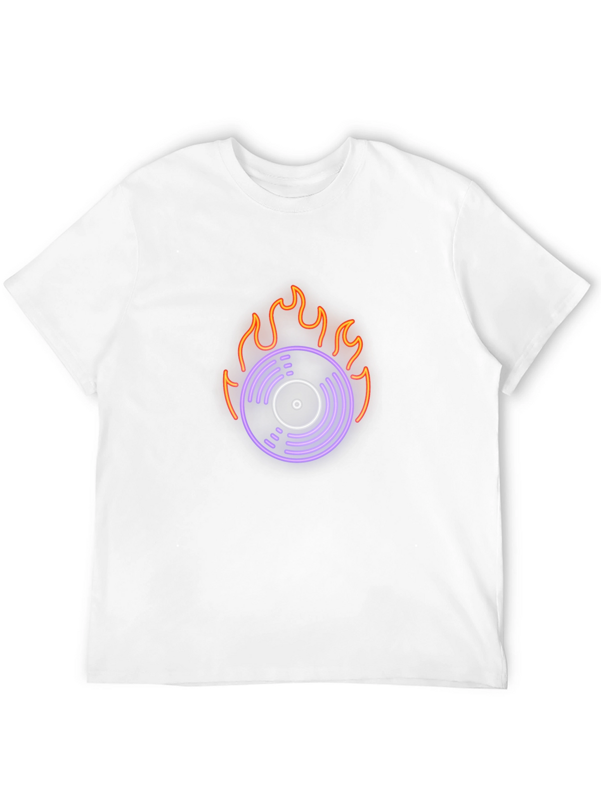 Fiery Vinyl Graphic Tee - Retro Music Lover Shirt