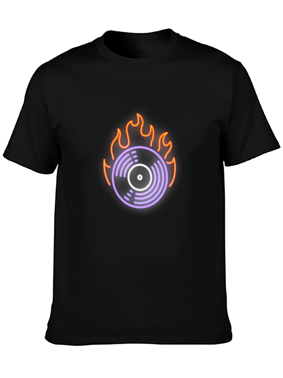 Fiery Vinyl Graphic Tee - Retro Music Lover Shirt