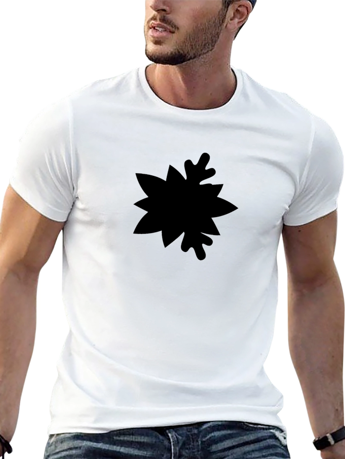 Mens Black Graphic Tee - Abstract Design
