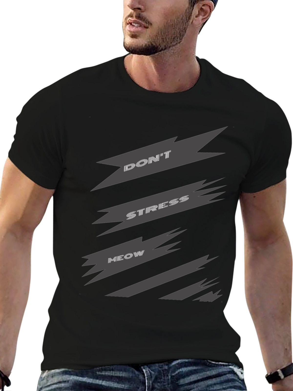 Dont Stress Meow Graphic Tee - Relaxed Fit