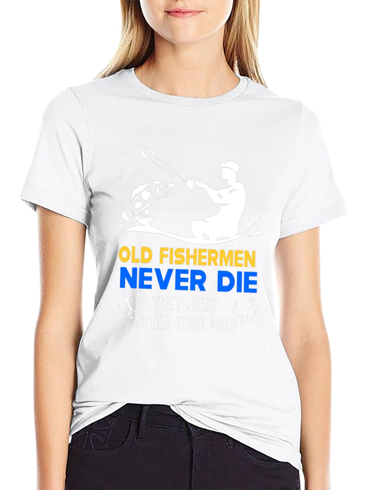 Old Fishermen Never Die Black T-Shirt