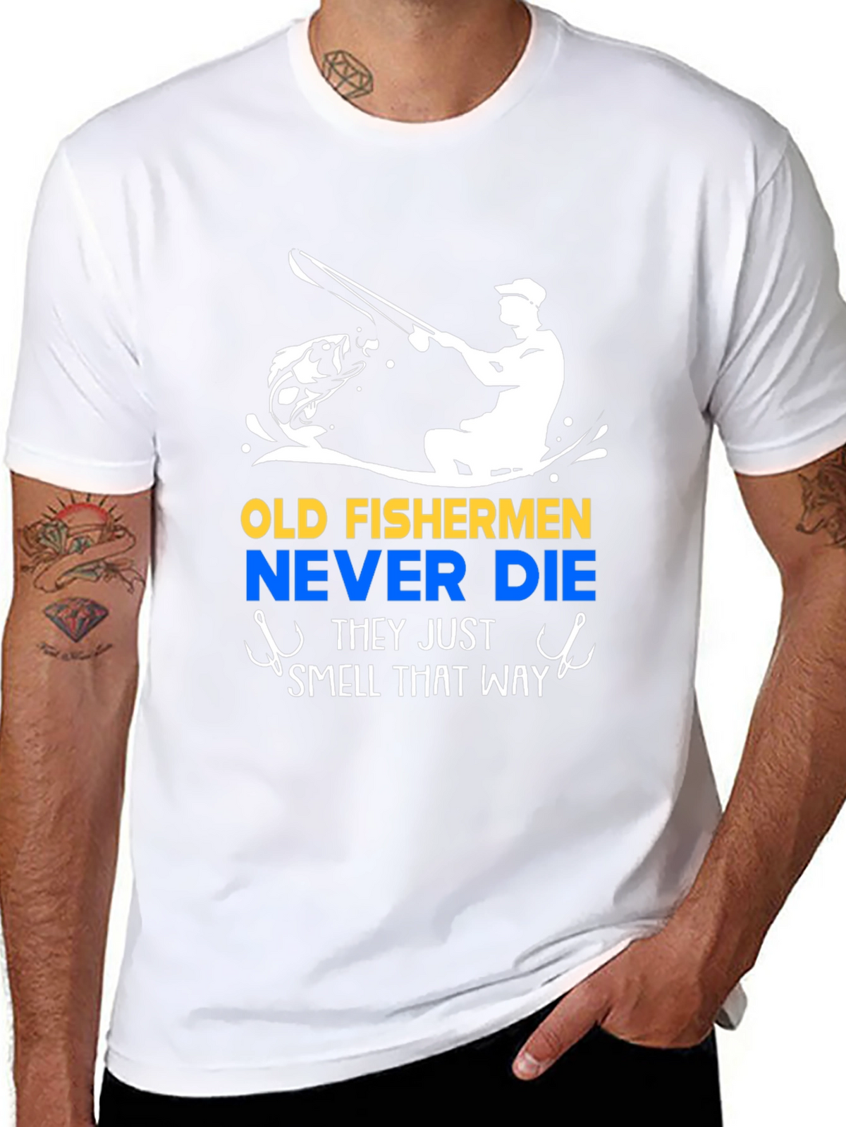 Old Fishermen Never Die Black T-Shirt