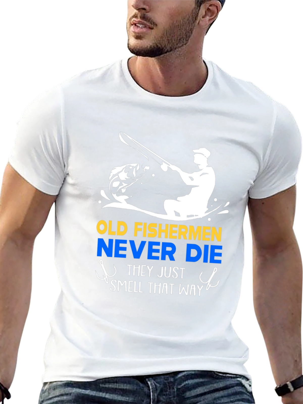 Old Fishermen Never Die Black T-Shirt
