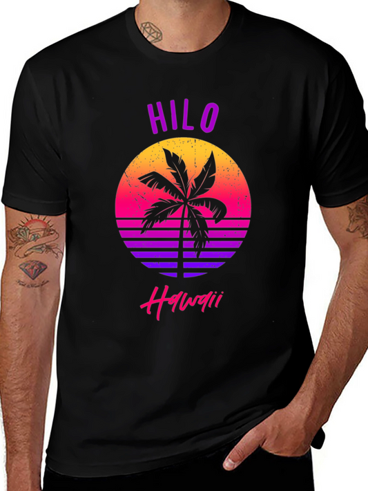 Hilo Hawaii Retro Palm Tree Graphic T-Shirt