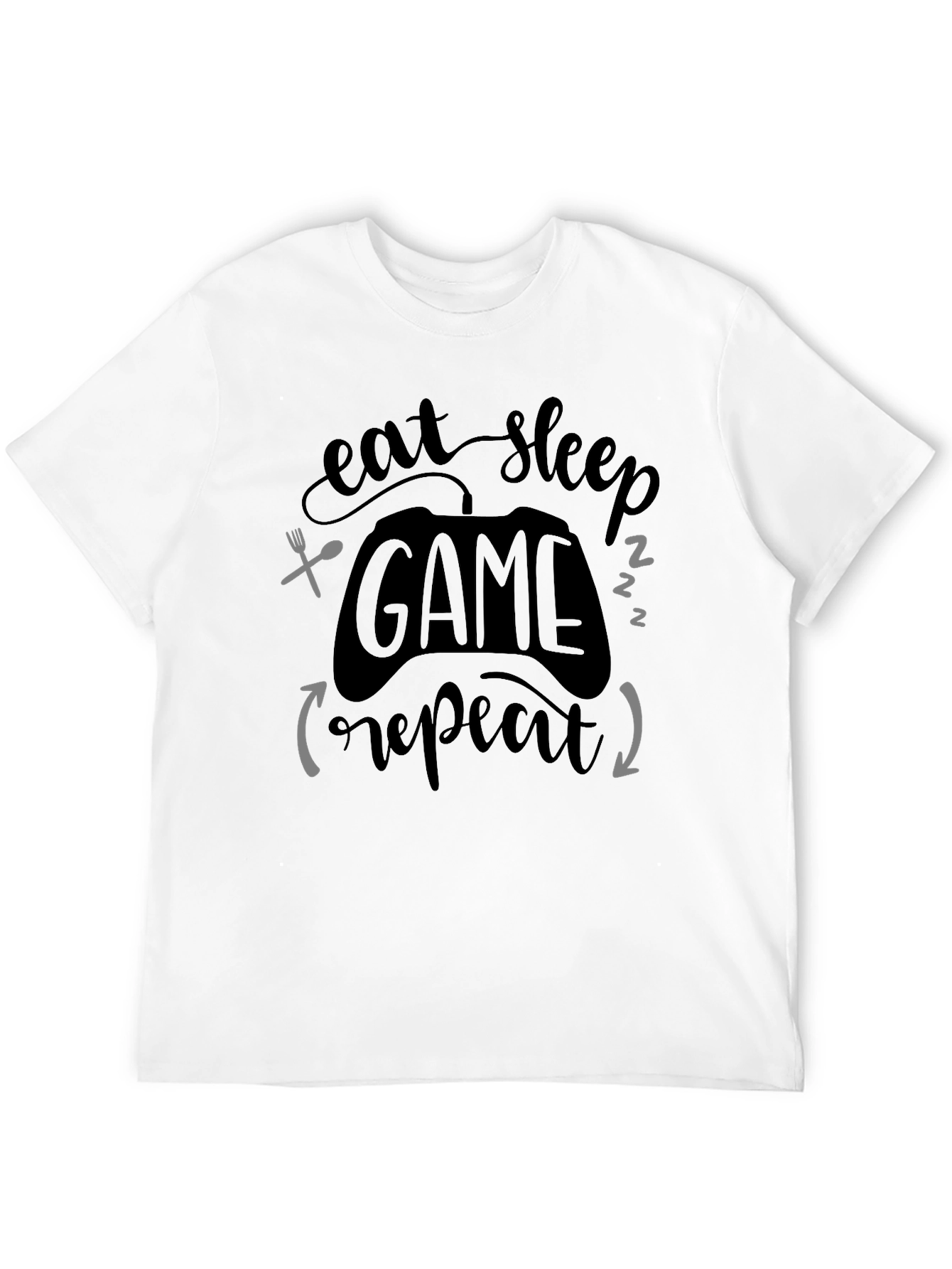 Eat Sleep Game Repeat Black T-Shirt