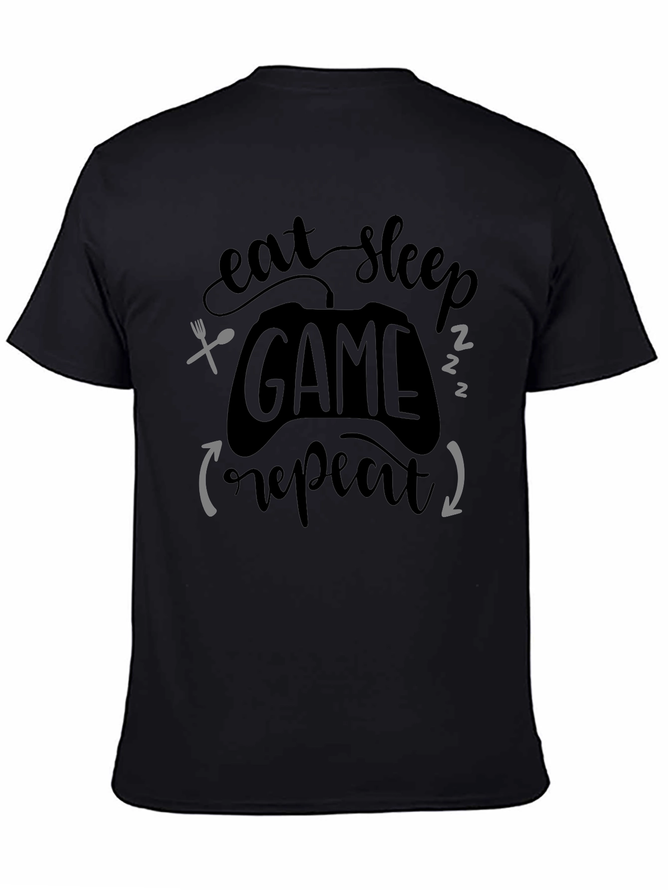 Eat Sleep Game Repeat Black T-Shirt