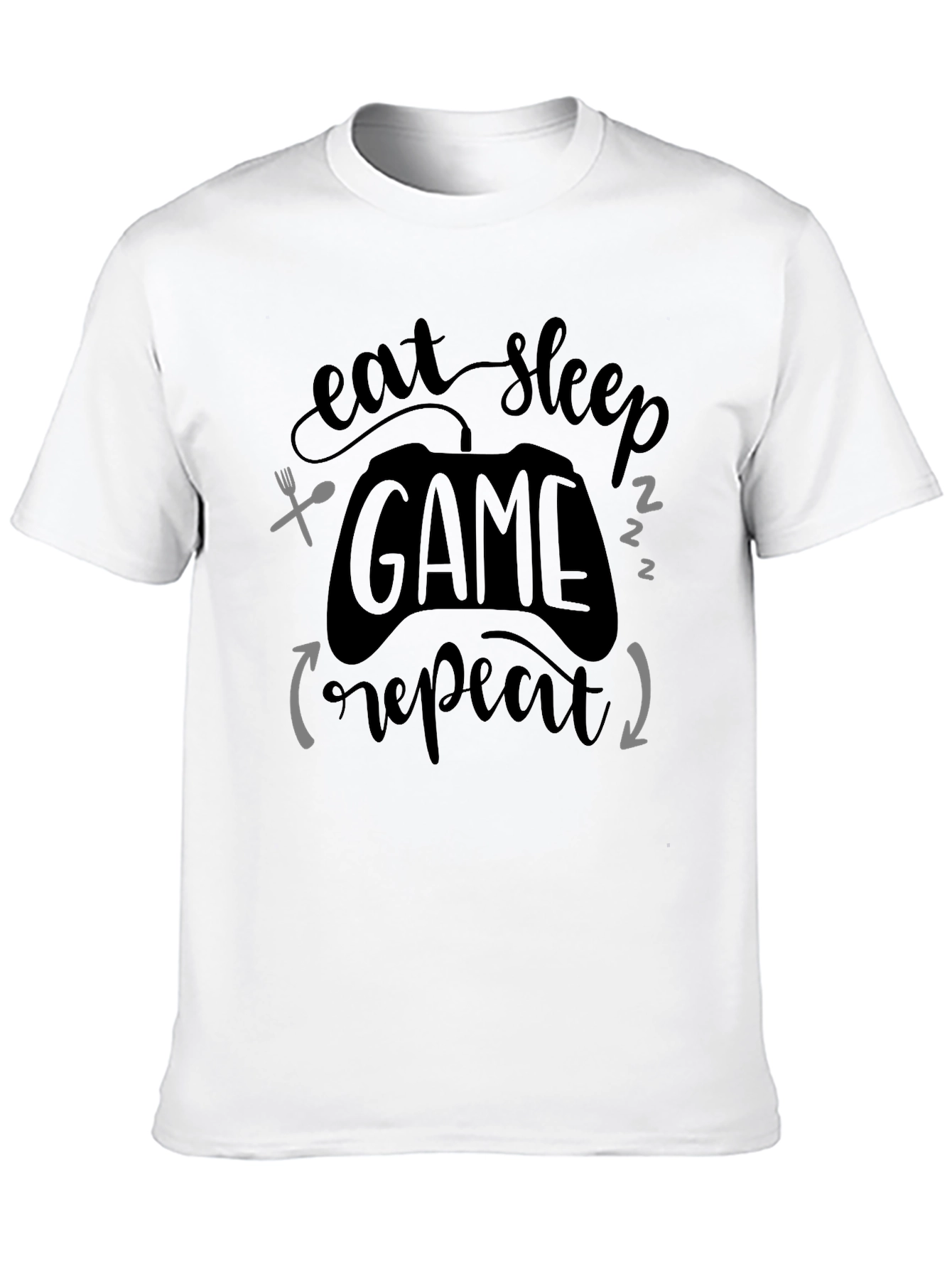 Eat Sleep Game Repeat Black T-Shirt
