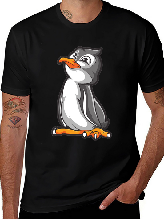 Penguin Graphic Tee - Black Cotton Blend Comfort Fit